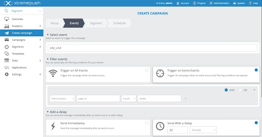 Trigger campaigns based on a variety of user behaviours and interactions with custom events. Linking events to campaigns gives full control to the marketer on what content is sent to who and when. 