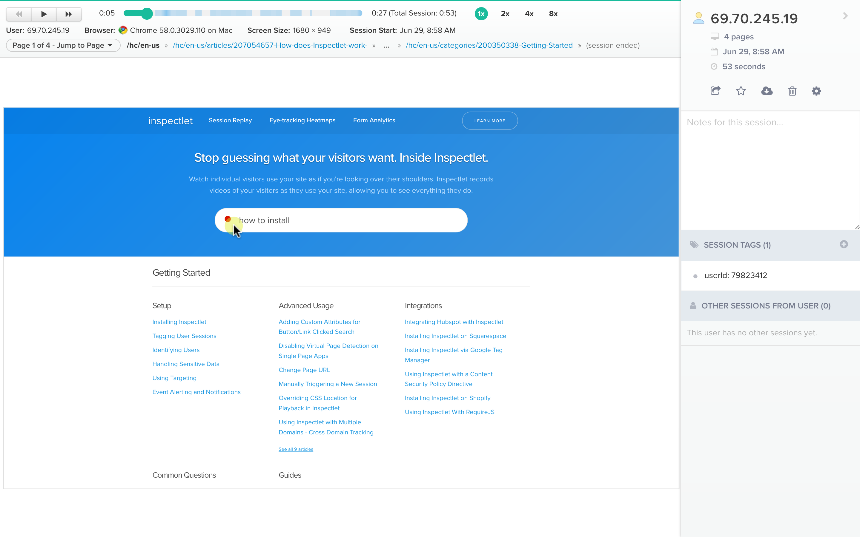 Inspectlet Heatmaps & Recordings Integration · Segment