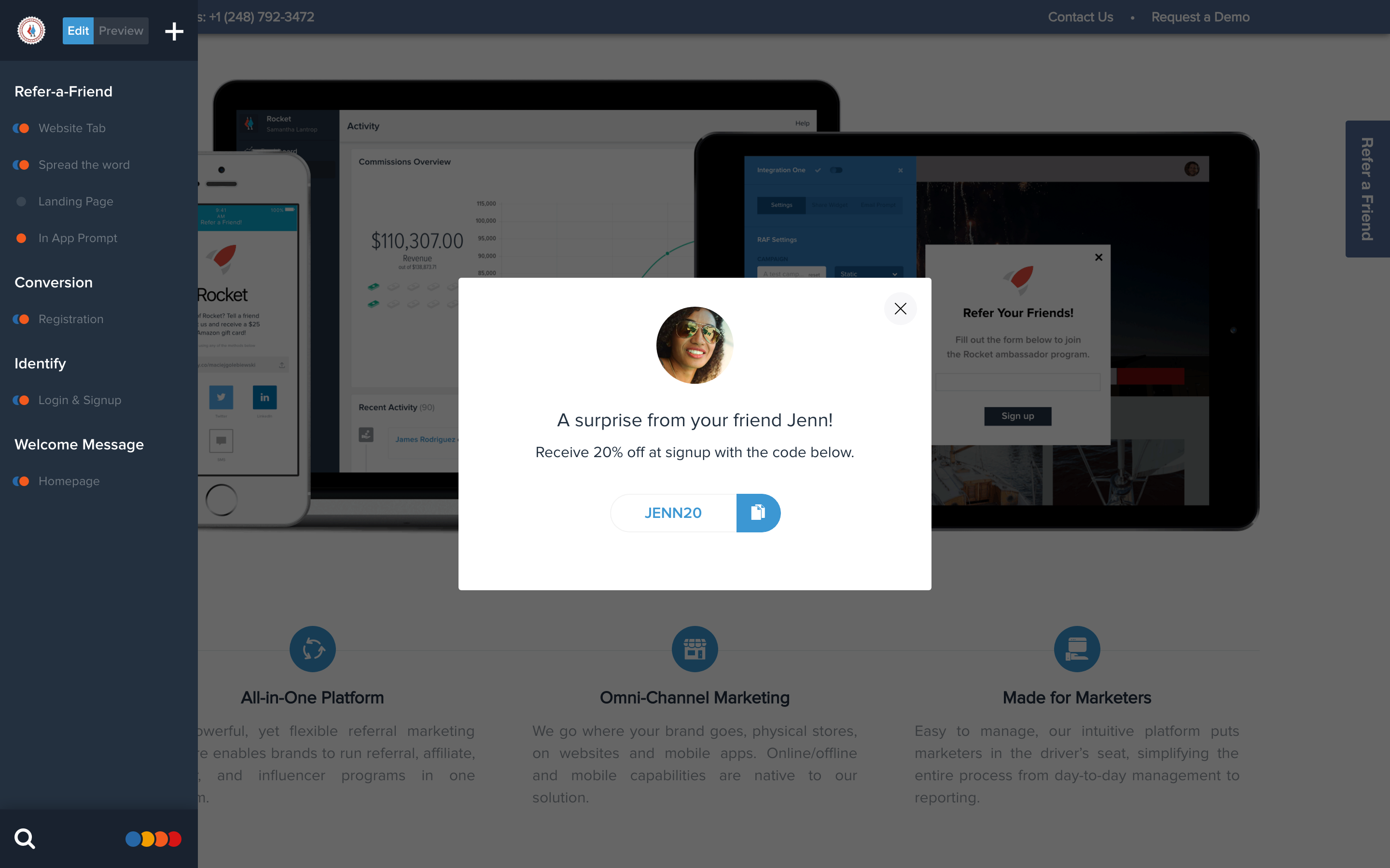 Create modules with a visual editor to engage ambassadors and customers.