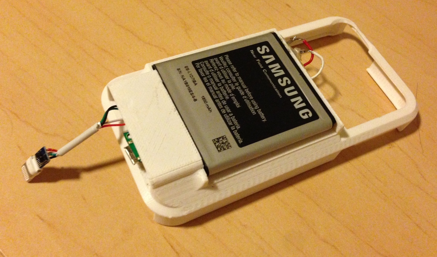 An early, 3D-printed CoBattery prototype.