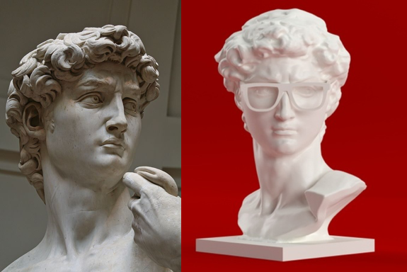 Michelangelo’s David and a 3D-printed version from Thingiverse. Can you tell which is which?