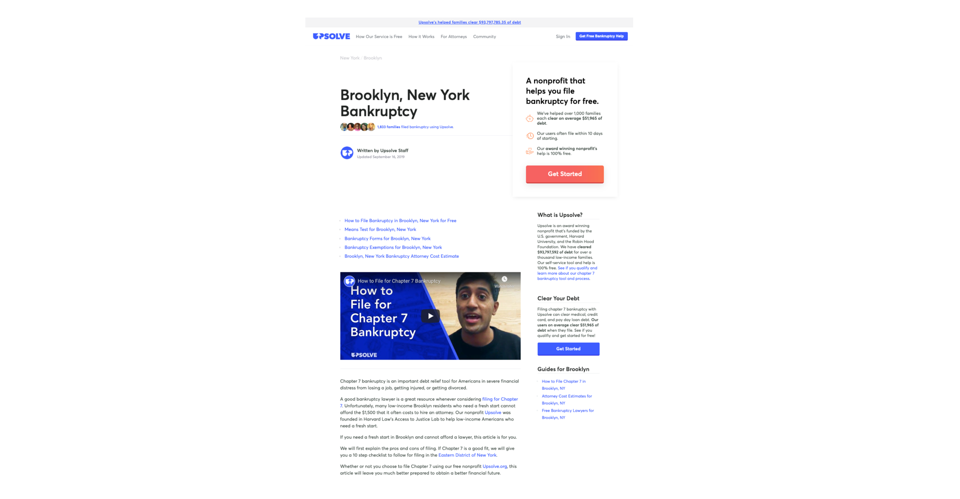 A bankruptcy guide for Brooklyn, an example of our programmatic landing pages