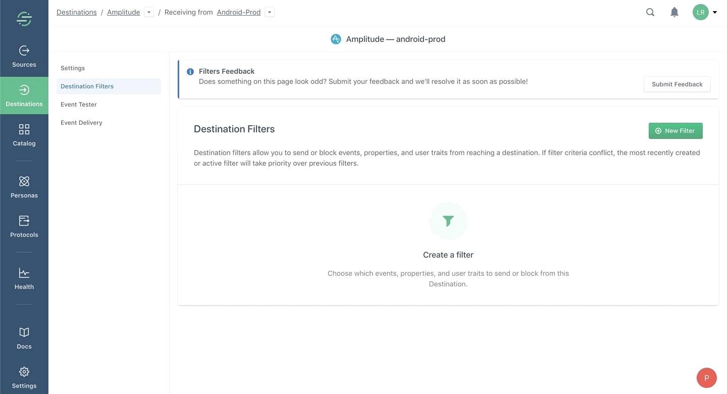Simple UI to build a Destination Filter in a few steps