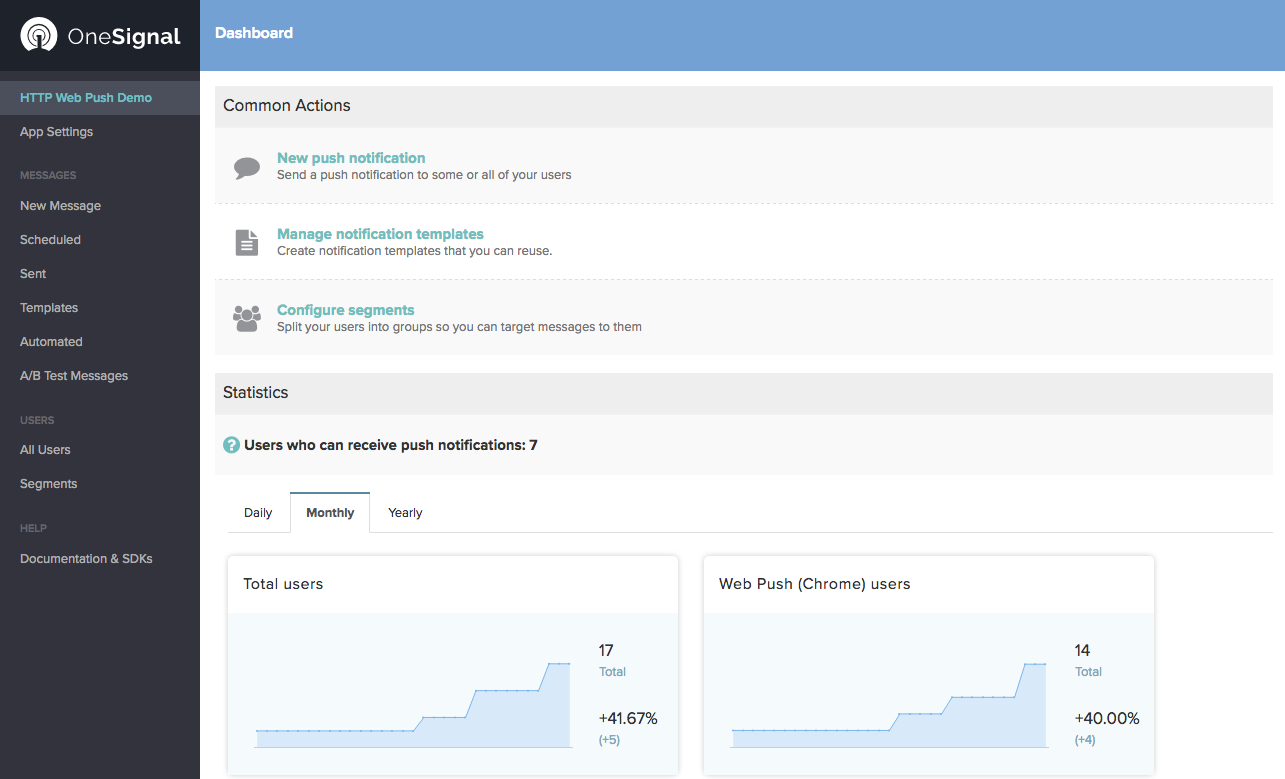 Automates campaign delivery, enabling marketers to configure segments, manage notification templates, and create and send push notifications and drip campaigns based on an automated schedule