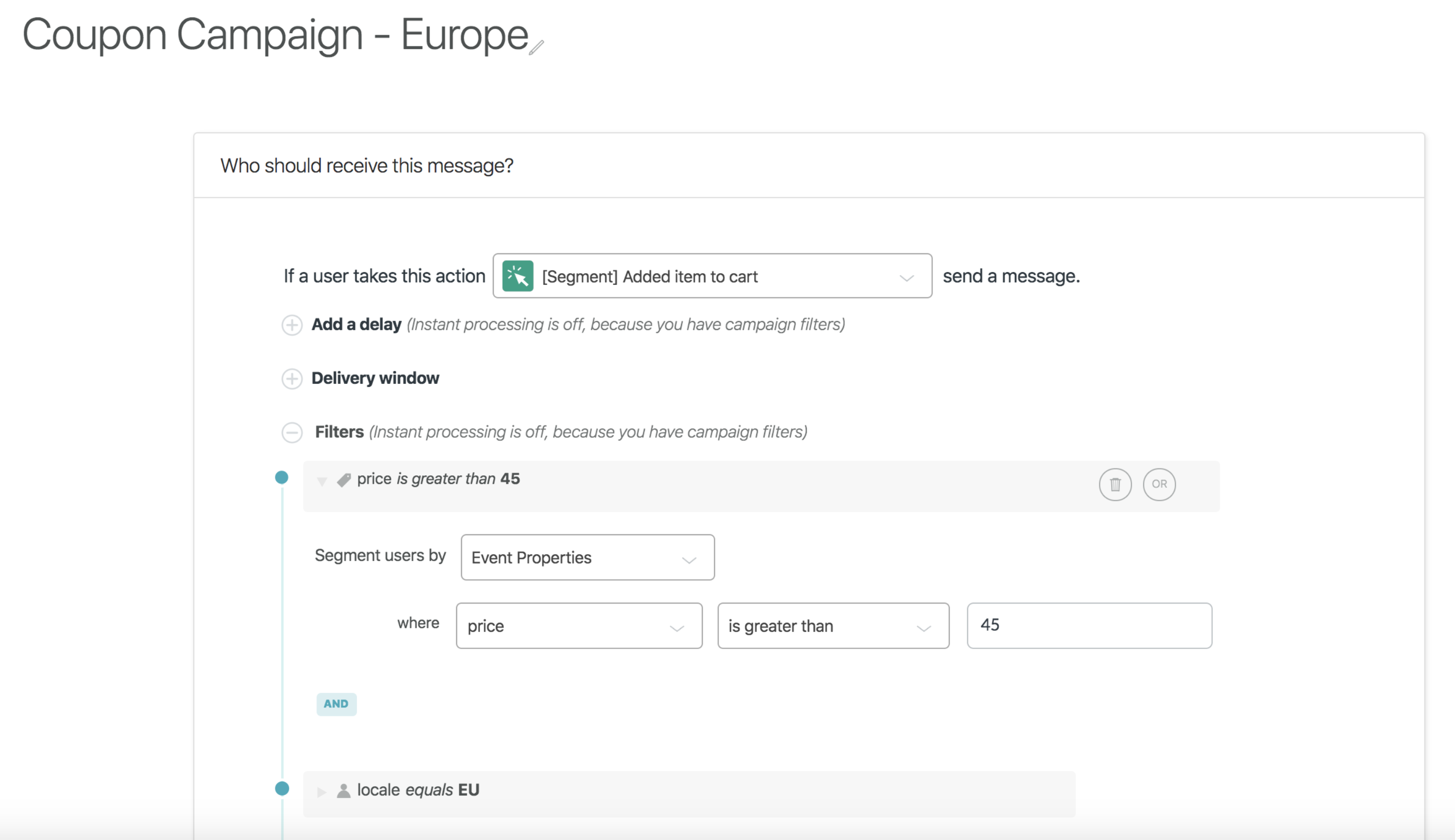Use data from Segment or other sources to create targeted campaigns based customer profiles and actions.