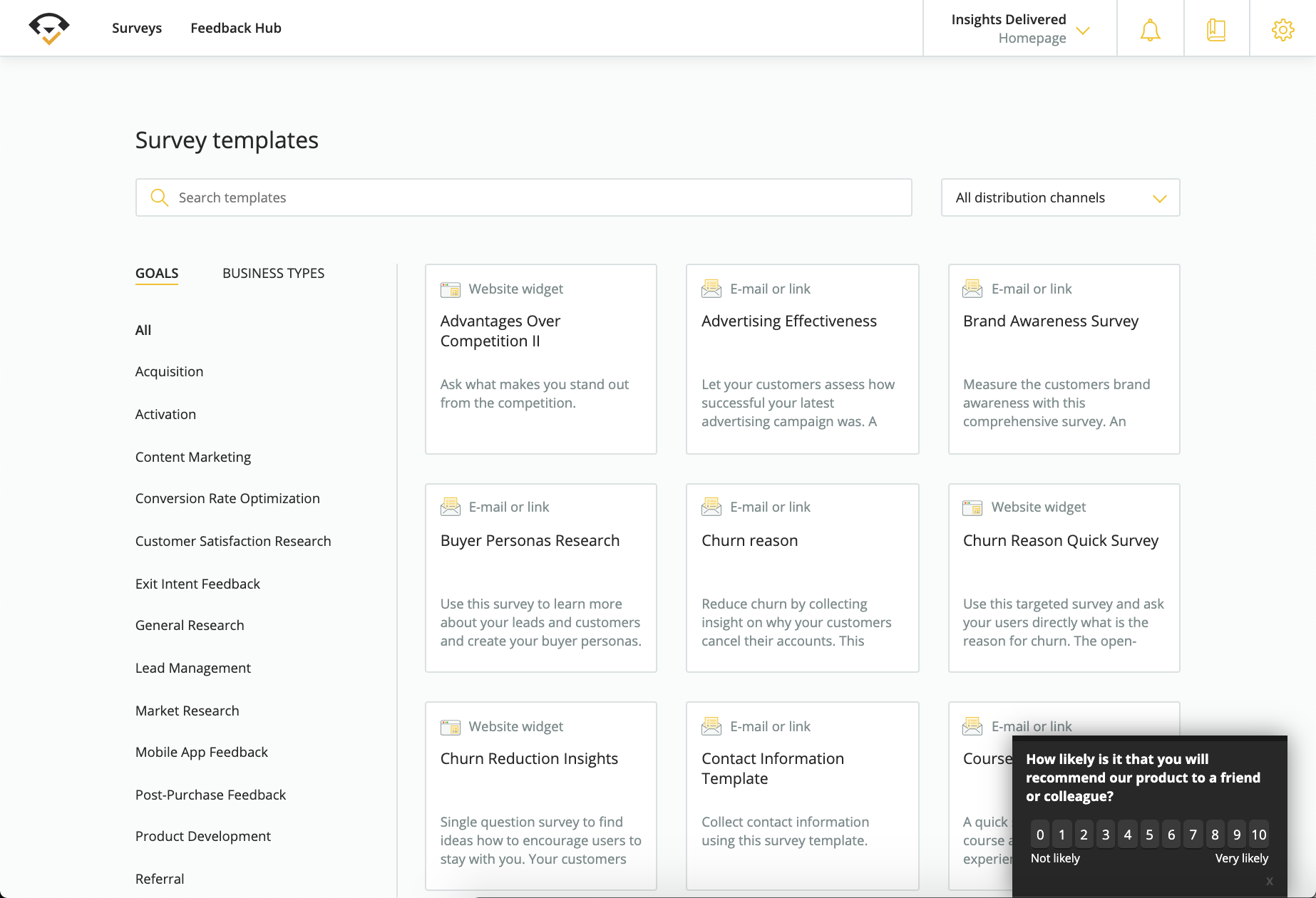 Collect feedback from your website visitors – ask questions that are relevant to your business.