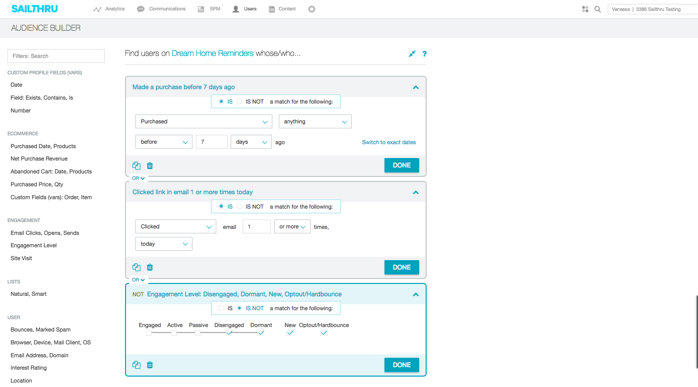 Harness user data to produce custom dynamic segment lists, ad-hoc user reports, and bulk user account updates