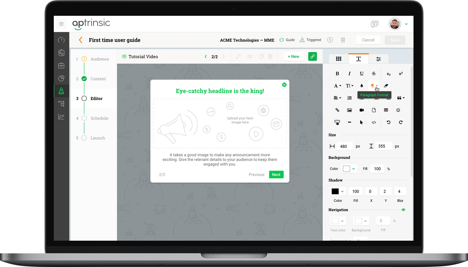Create in-product messaging that helps users get better usage of product features