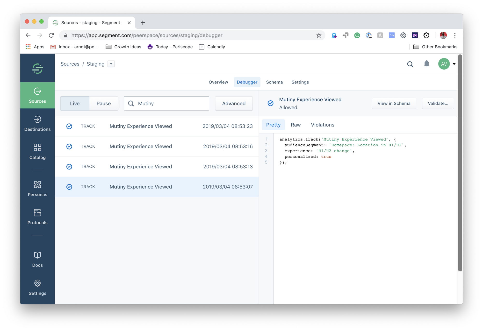 Segment debugger feature