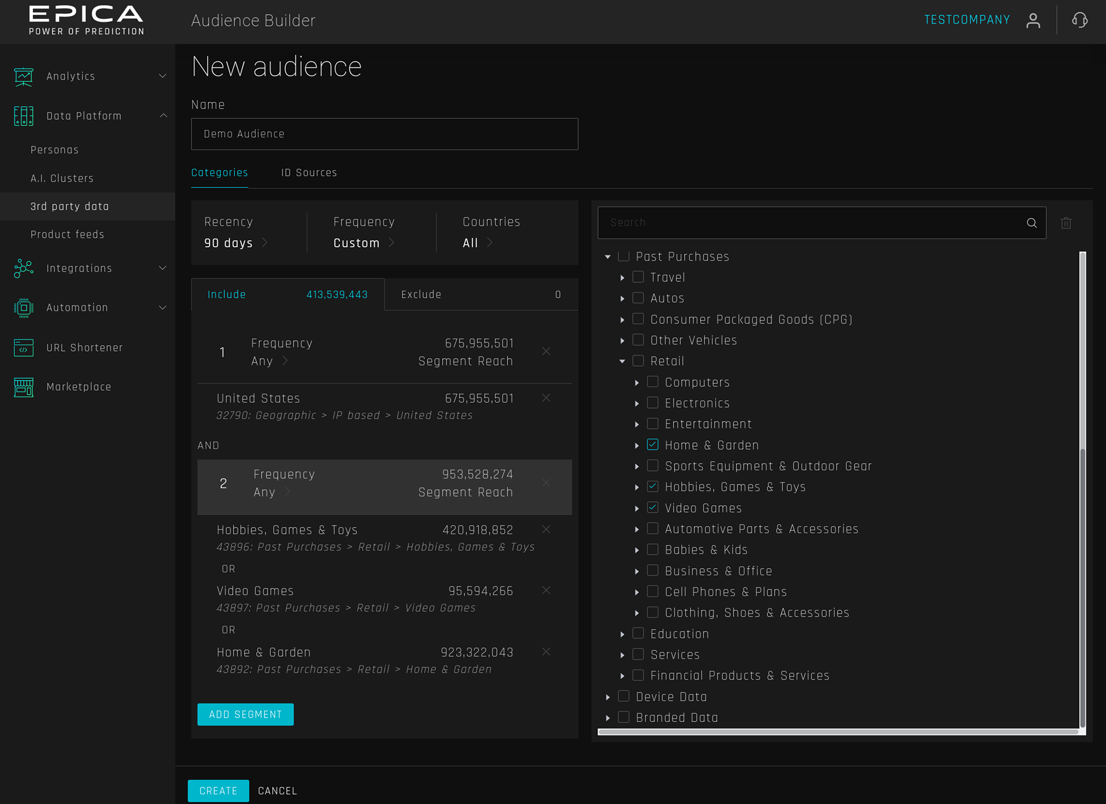 Build custom enrichments for your data using EPICA Audience Builder