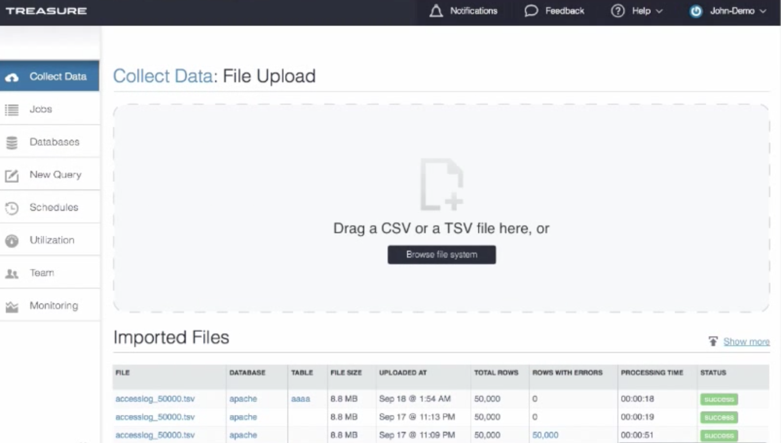 Monitors and organizes imported files so teams can track collected user data