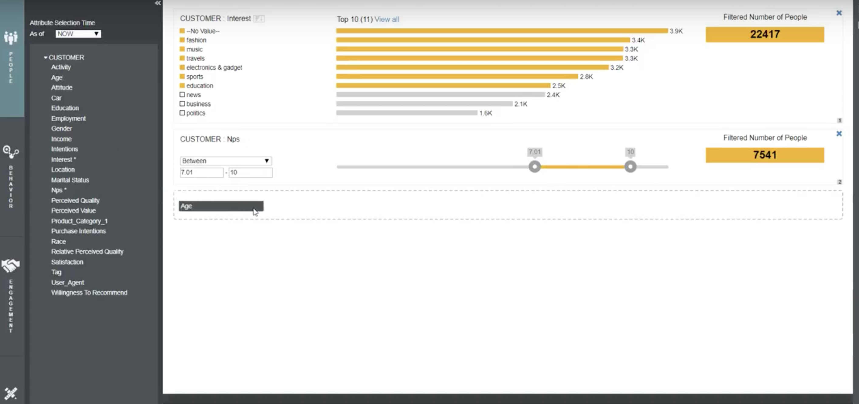 Provides customer journey insights so teams can track customer activity, age, education, and more