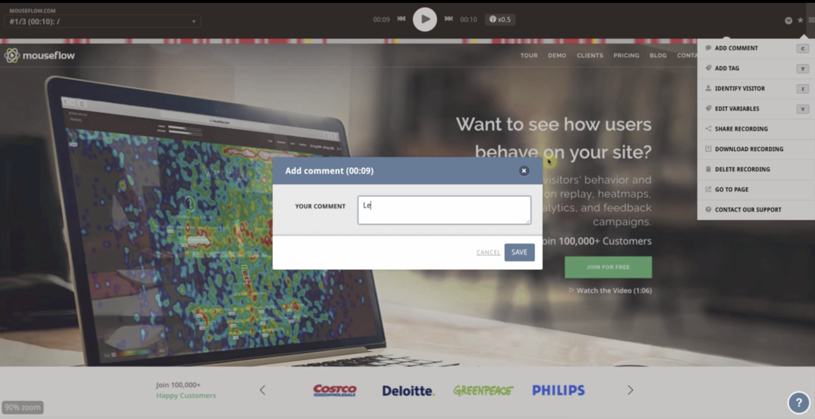 Enables teams to annotate and share heat map recordings